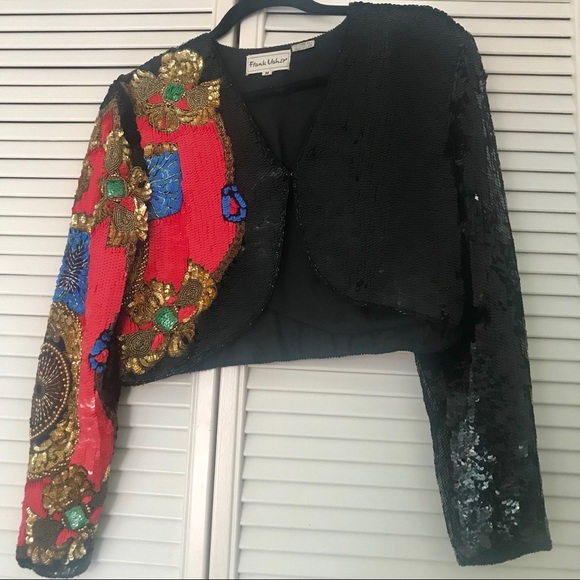 Vintage Frank Usher sequin/beaded bolero jacket - Picture 1 of 5